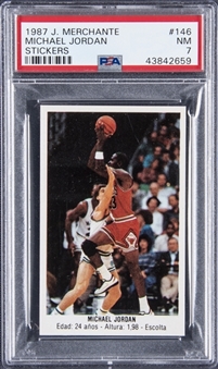 1987 J. Merchante #146 Michael Jordan Stickers - PSA NM 7